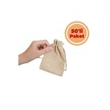 Renk İthalat Çuval Kese 9x12 cm 50'li Paket Jüt Hasır Lavanta Sabun Kına Çerez Kuruyemiş Altın Takı Söz Hediye