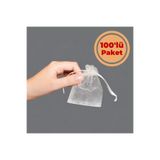Renk İthalat Tül Kese Krem 7x9 cm 100'lü Paket Kına Çerez Kuruyemiş Altın Takı Söz Hediye Bohça