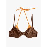 Renk Kontrastlı Katmanlı Balenli Bikini Üstü