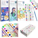 Renk Paletli Sulu Boya Etkinlik Seti, Kendin Yap (DIY) Kitap Ayracı, Çocuklar ve Yetişkinler için 3 Adet Yeni Nesil Sulu Boya Defteri ve 3 Adet Sulu Boya Fırçası Dahil (Deniz Kızı-Renkli Dünya-Uzay)