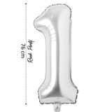 renk party Folyo Balon 1 Rakamı Helyum Balon 76 Cm Gümüş Renk - 1 Yaş Balonu - 1 Rakam Balon - 34 Inch