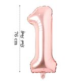 renk party Folyo Balon 1 Rakamı Helyum Balon 76 Cm Rose Renk - 1 Yaş Balonu - 1 Rakam Balon - 34 Inch
