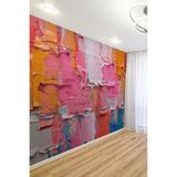 Renk Patlaması Pembe & Turuncu Soyut Tekstil Duvar Kağıdı, 200 x 100