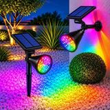 Renk Rgb 18 LED Spot Güneş Enerjili Bahçe Aydınlatması Fotoselli Aplik 18W Su Geçirmez Dış M - Çok Renkli