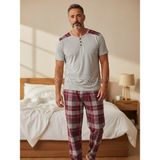 Renk Yapı Rüyası % 100 Koton Yumuşak Dokulu Kısa Kollu Pamuklu Yazlık Erkek Pijama Takımı Elitol 9801 - Ekose - XL - 2XL