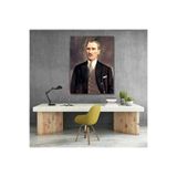 Renklendirilmiş Atatürk Kanvas Tablo Modeli Dikey Duvar Tablosu Ofis Ev Dekoru