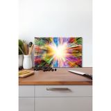 Renklerin Patlaması Cam Kesme Tahtası, Silikon Ayaklı Isıya Kırılmaya Dayanıklı Sunum Kesim Tablası - 30 x 45 cm