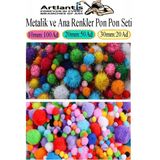 Renkli 10-30 mm Peluş ve Tüylü Ponponlar, 170'LI Paket, Çeşitli Renkler - Antrasit - Seçenek 1