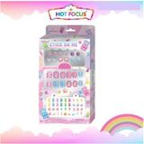 Renkli 3D Stickers Lı Çocuk Takma Tırnak Seti ve Küpe Sticker Seti