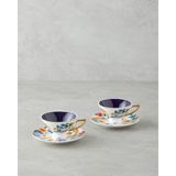 Renkli 4 Parça 2 Kişilik Bone China Kahve Fincan Takımı - Seçenek 1