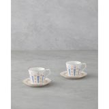 Renkli 4'lü Porselen Kahve Fincan Takımı, 80 Ml, Ekru, 2 Kişilik Set - Seçenek 1