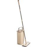Renkli 5'li Mikrofiber Bezli Tablet Mop Temizlik Kova Seti - Bej - Seçenek 1