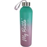 Renkli 750 ml Motivasyon Cam Su Matarası HK2707 - Lila