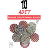 Renkli 82MM Konserve ve Kavanoz Kapağı Seti, Çift Silikonlu, 10 Adet - Açık Beyaz - Gri