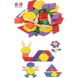 Renkli Ahşap 60 Parça Tangram Eğitici Oyun Seti - Seçenek 1 - Açık Beyaz - Gri