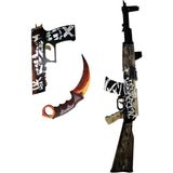 Renkli Ahşap AK47 Wasteland Rider Kaplama Oyuncak Seti - Seçenek 1 - Açık Beyaz - Gri
