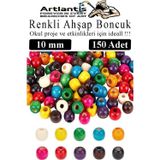 Renkli Ahşap Boncuk 10 Mm 150 Adet Renkli Tahta Boncuk El İşi Okul Öncesi Kreş Anasınıfı Proje Tasarım Ödev Elişi