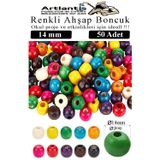 Renkli Ahşap Boncuk 14Mm 50 Li 1 Paket Renkli Ahşap Boyalı Yuvarlak Doğal Boncuklar Saç Takı Tasarım Ektinlik Kreş Okul