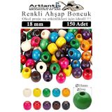 Renkli Ahşap Boncuk 18Mm 150 Li 1 Paket Renkli Ahşap Boyalı Yuvarlak Doğal Boncuklar Saç Takı Tasarım Ektinlik Kreş Okul
