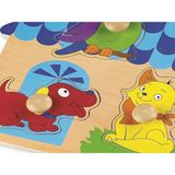 Renkli Ahşap Bultak Evcil Hayvanlar Puzzle, Eğlenceli ve Öğretici Oyuncak - Seçenek 1 - Açık Beyaz - Gri