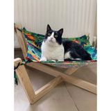 Renkli Ahşap Kedi Hamağı, Yerden Yüksek Konforlu Dinlenme Yatağı