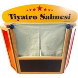 Renkli Ahşap Kukla Sahnesi, Çocuklar Için Eğlenceli ve Şık Tasarım - Seçenek 1 - Açık Beyaz - Gri