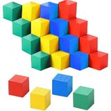 Renkli Ahşap Küp Bloklar 3X3X3 cm 96 Adet Ahşap Renkli Kare Blok Eğitici Geliştirici Oyuncak Küp Matematik Birim Küpleri - 41 Delft Blue