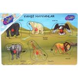 Renkli Ahşap Vahşi Hayvanlar Figürleri, Eğlenceli ve Şık Dekorasyon Parçası - Seçenek 1 - Açık Beyaz - Gri
