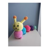 Renkli Amigurumi Tırtıl - Kadife İp El Yapımı Oyuncak - Eğitici Çocuk ve Bebek Hediyesi