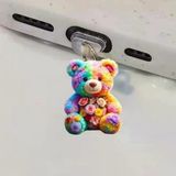 Renkli Ayıcık Figürlü Telefon Charmı (Lighting (iPhone) Uyumlu Şarj Soketi Tıpası)