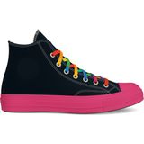Renkli Bağcık Detaylı Siyah Pembe Taban Kız Çocuk Spor Ayakkabı Sneakers
