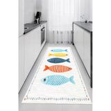 Renkli Balık Desenli Baskılı Kaymaz Yıkanabilir Mutfak Balkon Antre Halısı Yolluk 200 X 250 Cm Çok Renkli
