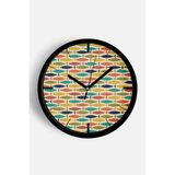 Renkli Balık Modern Tasarım Duvar Saati - 25cm - Önü Camlı Siyah Kasa - Sessiz Mekanizma, JH0092S25SKP