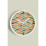 Renkli Balık Modern Tasarım Duvar Saati - 35cm - Önü Camlı Beyaz Kasa - Sessiz Mekanizma, JH0092S35BKP