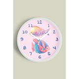 Renkli Balıklar Modern Duvar Saati - Çocuk Odası Duvar Saati - 25cm - Önü Camlı Beyaz Kasa, JH0988S25BKP
