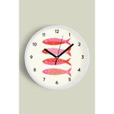 Renkli Balıklar Tasarım Modern Duvar Saati - Çocuk Odası Duvar Saati - 25cm - Önü Camlı Beyaz Kasa, JH1172S25BKP