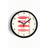 Renkli Balıklar Tasarım Modern Duvar Saati - Çocuk Odası Duvar Saati - 25cm - Önü Camlı Siyah Kasa, JH1172S25SKP
