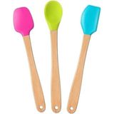 Renkli Bambu Saplı Silikon Spatula Seti, Uzun 26CM, 3'lü - Seçenek 1
