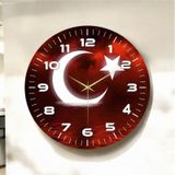 Renkli Baskı Türk Bayrak Desenli Sayılı Yılbaşı Hediyelik Ahşap Sessiz Tablo Duvar Saati D376 Çok Renkli