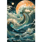 Renkli Baskılı Sayılarla Boyama Hobi Seti 40x50 cm: Dalga