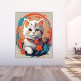Renkli Baskılı Sayılarla Boyama Hobi Seti 40x50 cm: Kedicik 1