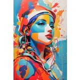 Renkli Baskılı Sayılarla Boyama Hobi Seti 40x50 cm: Renkli Kadın 12