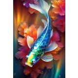 Renkli Baskılı Sayılarla Boyama Hobi Seti 50x65 cm: Mavi Balık