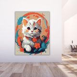 Renkli Baskılı Sayılarla Boyama Hobi Seti 60x75 cm: Kedicik 1