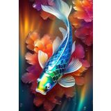Renkli Baskılı Sayılarla Boyama Hobi Seti 80x100 cm: Mavi Balık