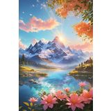 Renkli Baskılı Sayılarla Boyama Hobi Seti (Çerçeveli) 40x50 cm: Gün Doğumu