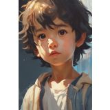 Renkli Baskılı Sayılarla Boyama Hobi Seti (Çerçeveli) 40x50 cm: Masum Çocuk 2