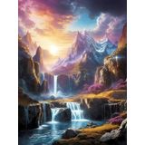 Renkli Baskılı Sayılarla Boyama Hobi Seti (Çerçeveli) 40x50 cm: Renkli Dağlar 2
