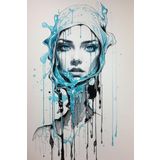 Renkli Baskılı Sayılarla Boyama Hobi Seti (Çerçeveli) 40x50 cm: Renkli Kadın 10