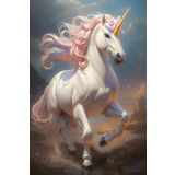 Renkli Baskılı Sayılarla Boyama Hobi Seti (Çerçeveli) 40x50 cm: Unicorn